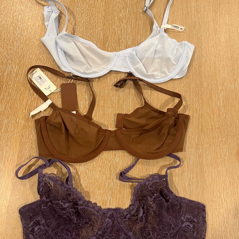 Samantha Chang & Arie Women's Bra Set - White, Brown, and Purple 34C